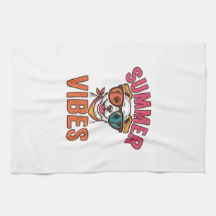 Sommer Stimmung Hund Sonnenbrille Vintage-Shirt-De Geschirrtuch