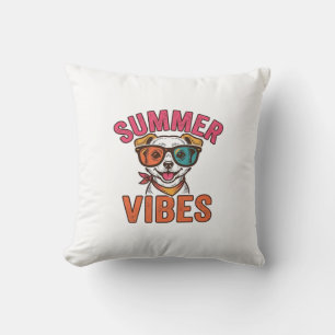 Sommer Stimmung Hund Sonnenbrille Vintage Shirt De Kissen