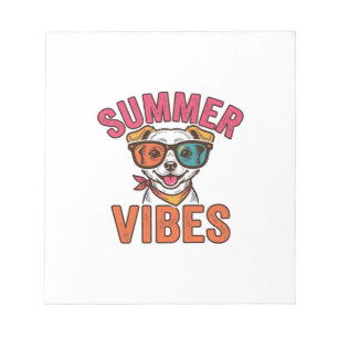 Sommer Stimmung Hund Sonnenbrille Vintage-Shirt-De Notizblock
