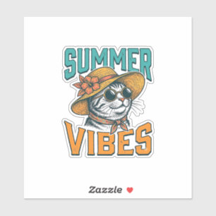 Sommer Stimmung Katze Vintage Gravur Design_1 Aufkleber
