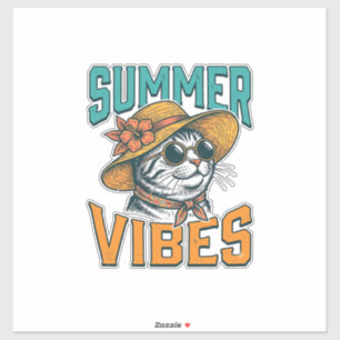 Sommer Stimmung Katze Vintage Gravur Design_1 Aufkleber