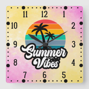 Sommer Stimmung mit Palmen Design Quadratische Wanduhr
