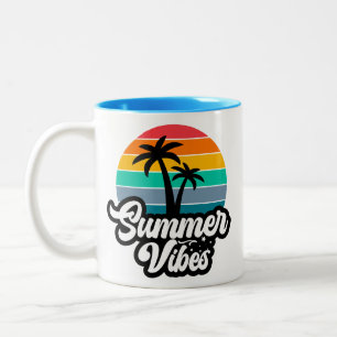 Sommer Stimmung mit Palmen Design Zweifarbige Tasse