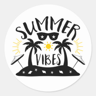Sommer Stimmung Palmen Strand Hochzeitsfeier Runder Aufkleber