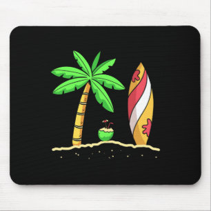 Sommer Stimmung Palmen Surfboard Surfer Kokosnuss Mousepad