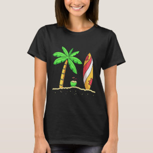 Sommer Stimmung Palmen Surfboard Surfer Kokosnuss T-Shirt