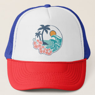 Sommer Stimmung Sonnenuntergangsstrand, Retro Vint Truckerkappe