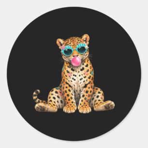 Sommer Stimmung Strandurlaub Leopard Bläst Luftbla Runder Aufkleber