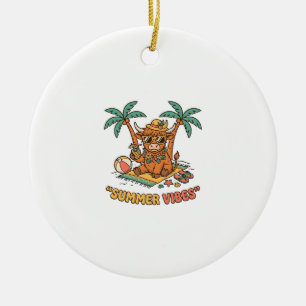 Sommer Stimmung Süße Highland-Kuh Strandurlaub-Shi Keramik Ornament