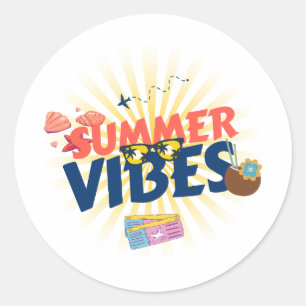 Sommer Stimmung – Tropischer Urlaub Runder Aufkleber
