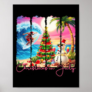 Sommer Stimmung Xmas im Juli Santa Surfen Strandtr Poster