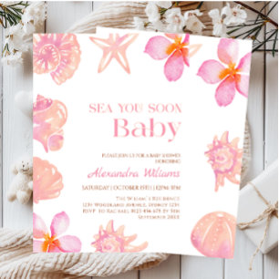 Sommer Strand Baby Shower mit Muscheln Einladung