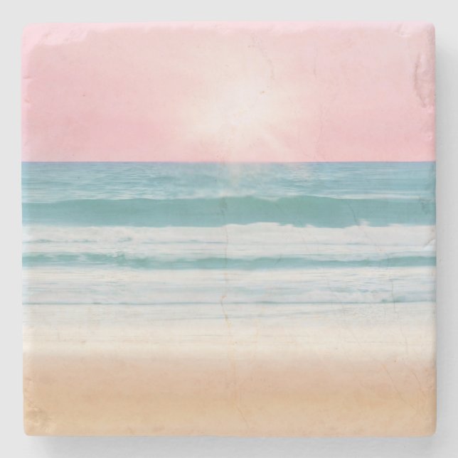 Sommer Strand Design Stein Untersetzer (Vorderseite)