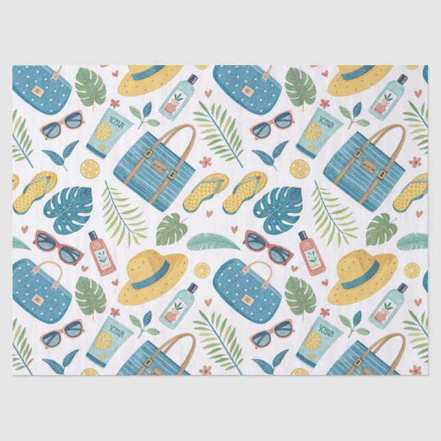 Sommer Strand Essentials Muster (2) Seidenpapier (Vorderseite)