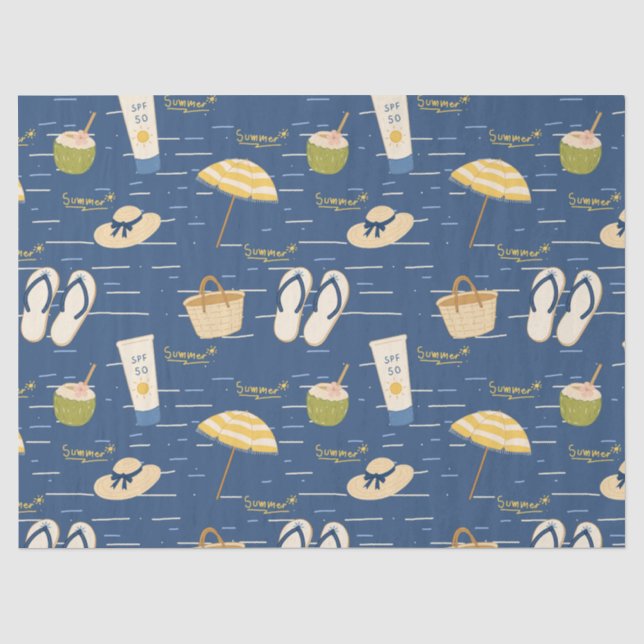 Sommer Strand Essentials Muster (3) Seidenpapier (Vorderseite)