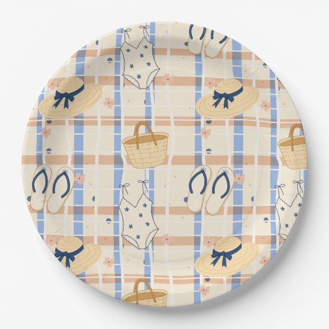 Sommer Strand Essentials Muster (7) Pappteller (Vorderseite)