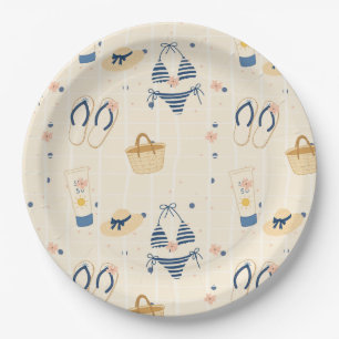 Sommer Strand Essentials Muster (8) Pappteller