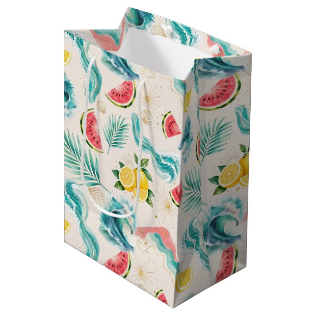 Sommer-Strand-Geschenktasche Mittlere Geschenktüte (Vorderseite Schrägansicht)