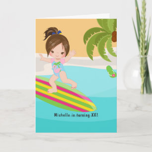 Sommer-Strand-Girl-Geburtstagsfeier-Foto Einladung