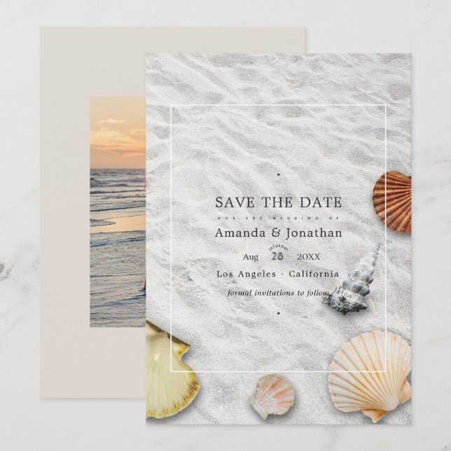 Sommer Strand Hochzeit Termin merken Save The Date (Vorne/Hinten)