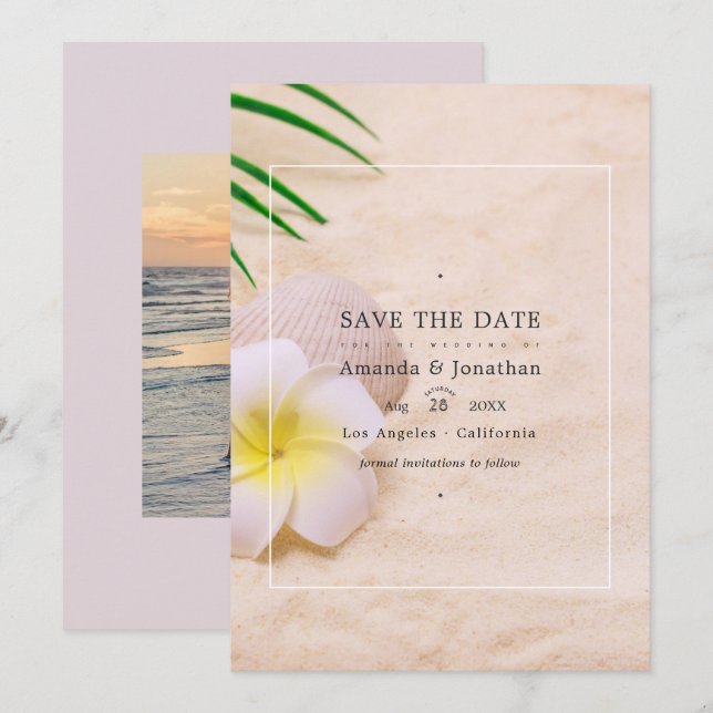 Sommer Strand Hochzeit Termin merken Save The Date (Vorne/Hinten)