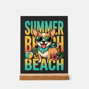 Sommer Strand Hund Urlaub Vektor Acrylschild