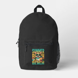 Sommer Strand Hund Urlaub Vektor Bedruckter Rucksack