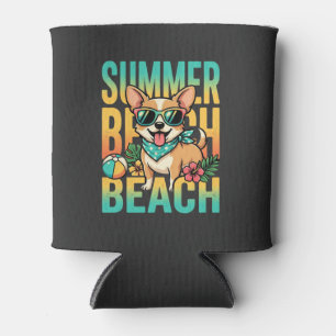 Sommer Strand Hund Urlaub Vektor Dosenkühler