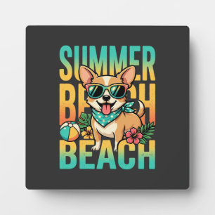 Sommer Strand Hund Urlaub Vektor Fotoplatte