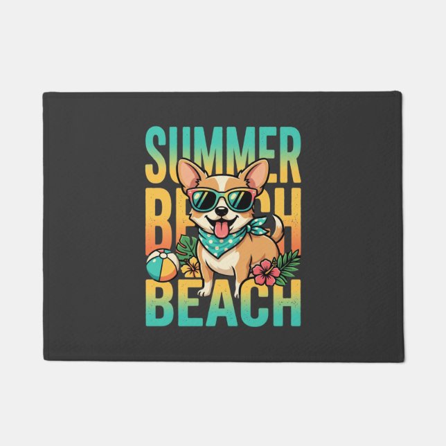 Sommer Strand Hund Urlaub Vektor Fußmatte (Vorderseite)