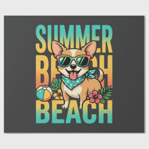 Sommer Strand Hund Urlaub Vektor Geschenkpapier