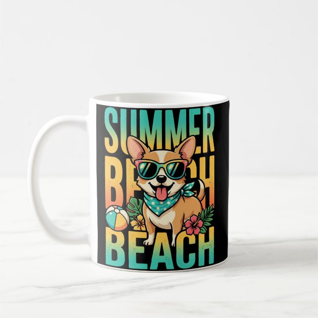 Sommer Strand Hund Urlaub Vektor Kaffeetasse (Links)