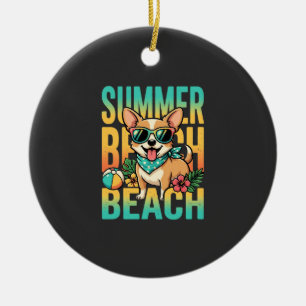 Sommer Strand Hund Urlaub Vektor Keramik Ornament