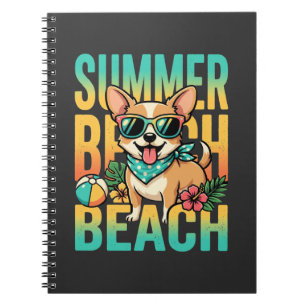Sommer Strand Hund Urlaub Vektor Notizblock