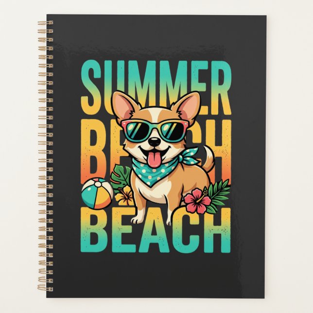 Sommer Strand Hund Urlaub Vektor Planer (Vorderseite)