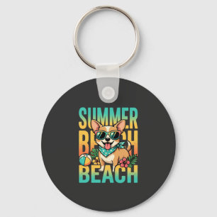 Sommer Strand Hund Urlaub Vektor Schlüsselanhänger