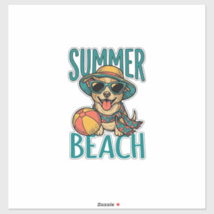 Sommer-Strand-Hund-Vintage-Sonnenbrille-Shirt-Desi Aufkleber