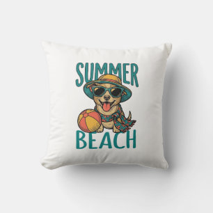 Sommer-Strand-Hund-Vintage-Sonnenbrille-Shirt-Desi Kissen