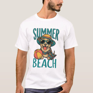 Sommer-Strand-Hund-Vintage-Sonnenbrille-Shirt-Desi T-Shirt