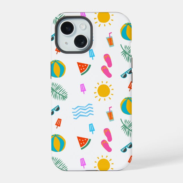 Sommer-Strand-Muster IPhone 15 Hülle (Rückseite)