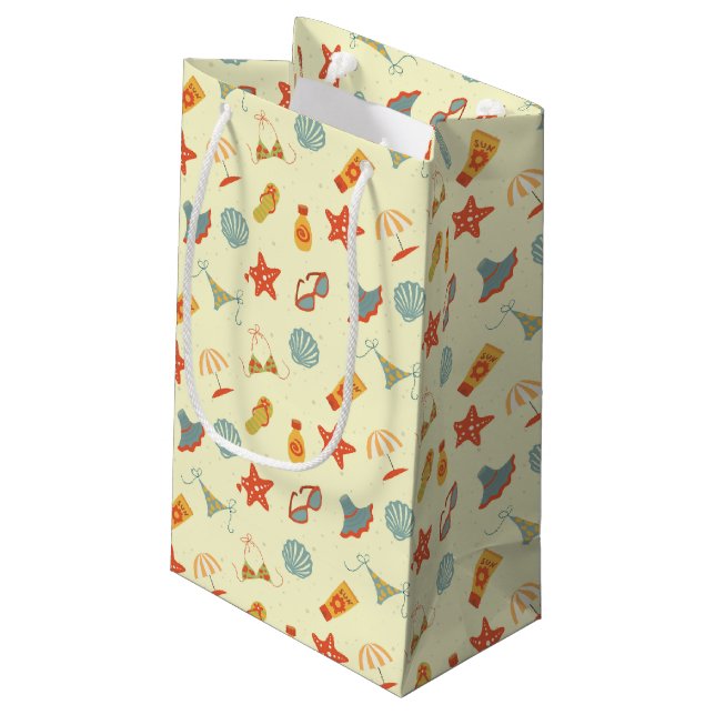 Sommer-Strand-Muster Kleine Geschenktüte (Rückseite Schrägansicht)