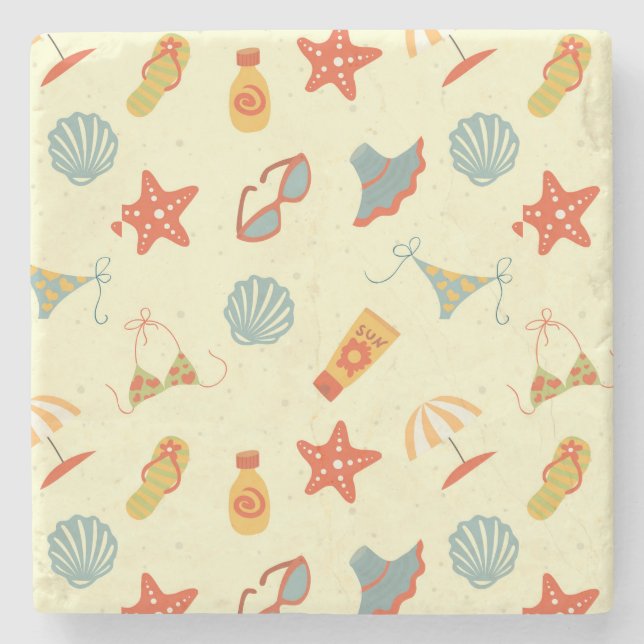Sommer-Strand-Muster Steinuntersetzer (Vorderseite)
