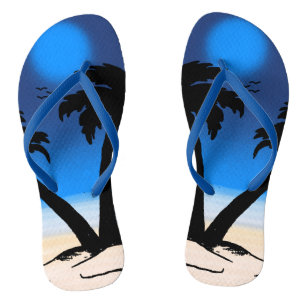 Sommer Strand Palmen Mitternachtsblau Flip Flops