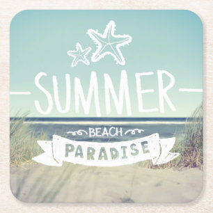 Sommer-Strand-Paradies Rechteckiger Pappuntersetzer