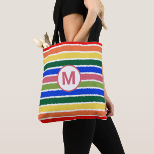 Sommer Strand Spaß Regenbogen Streifen Monogramm