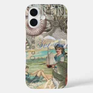 Sommer Strand Vintage Oktopus Antik Segeln iPhone 16 Hülle