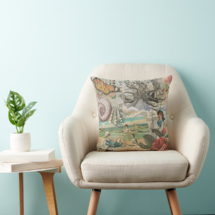 Sommer Strand Vintage Oktopus Antik Segeln Kissen