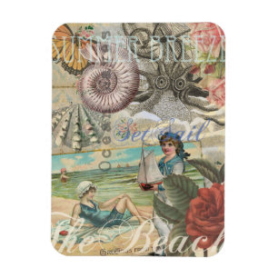 Sommer Strand Vintage Oktopus Antik Segeln Magnet