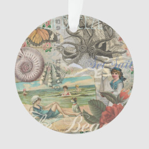 Sommer Strand Vintage Oktopus Antik Segeln Ornament