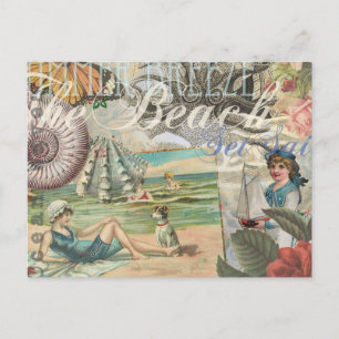 Sommer Strand Vintage Oktopus Antik Segeln Postkarte